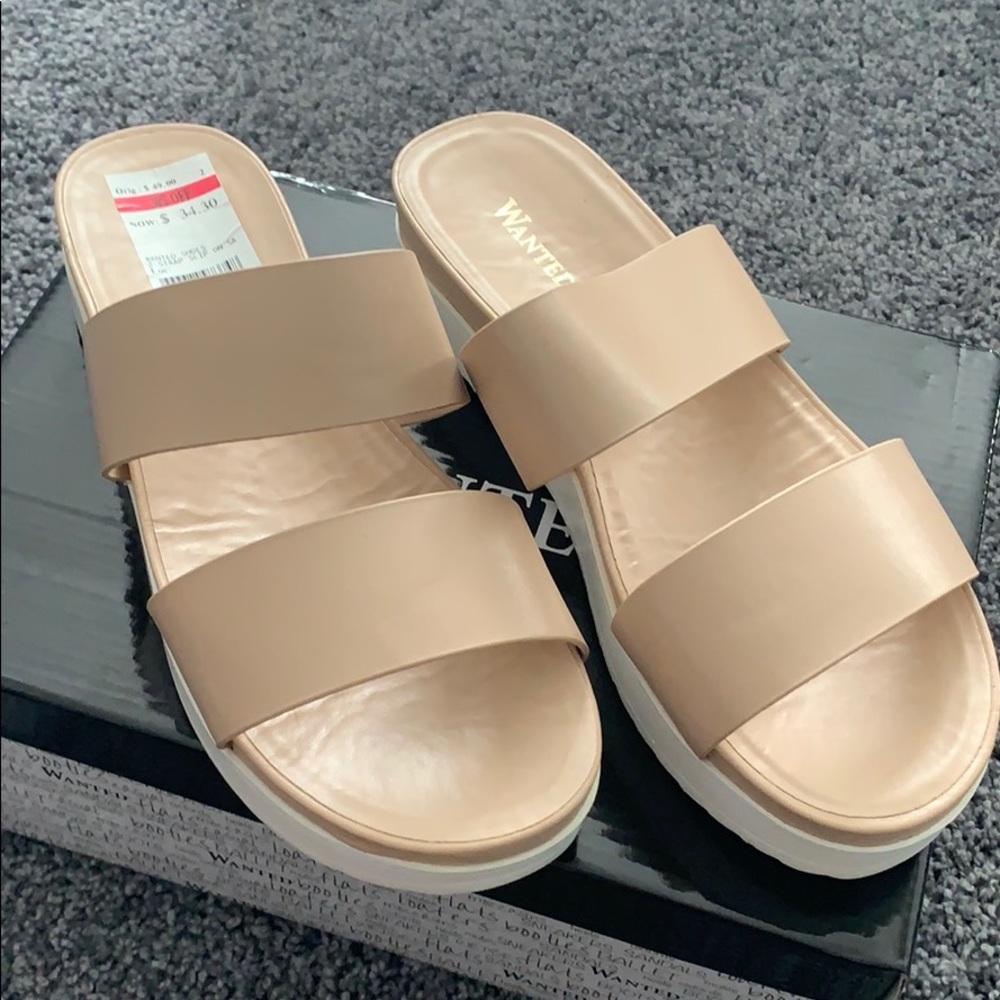Beige Chunky Slides New in Box